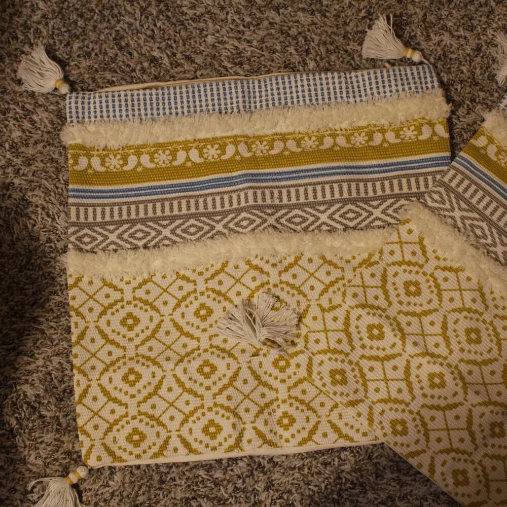 Yellow and white Accent Pillows